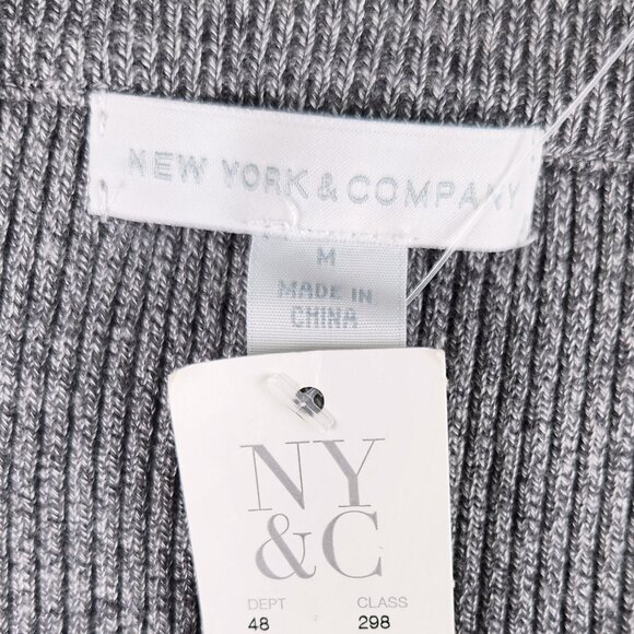 NY&C New York & Company Womens Long Knit Sweater Size M Gray New - Picture 2 of 6